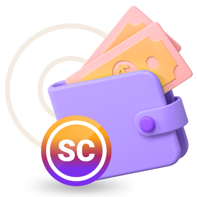 Digital Wallet With Cash And SC Logo